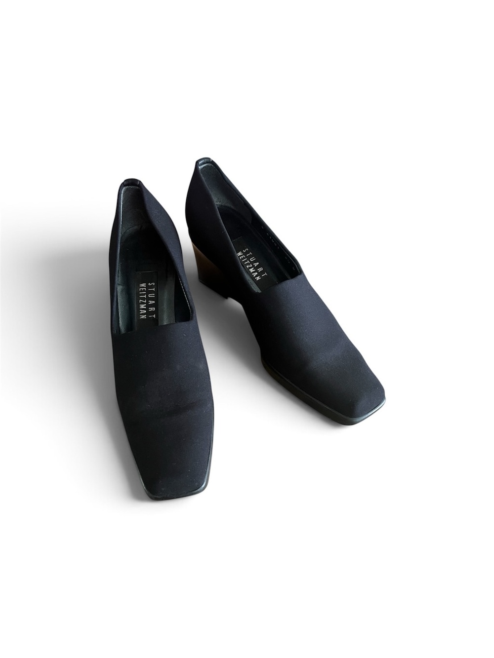 Stuart Weitzman Black Wedge Pumps Square Toe Size 6.5B